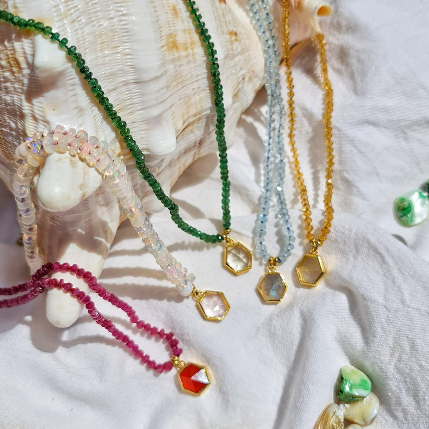 image Beads, silk and gemstones