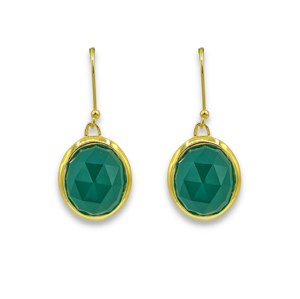 Aissa Earrings with Green Onyx in 18k Gold Vermeil