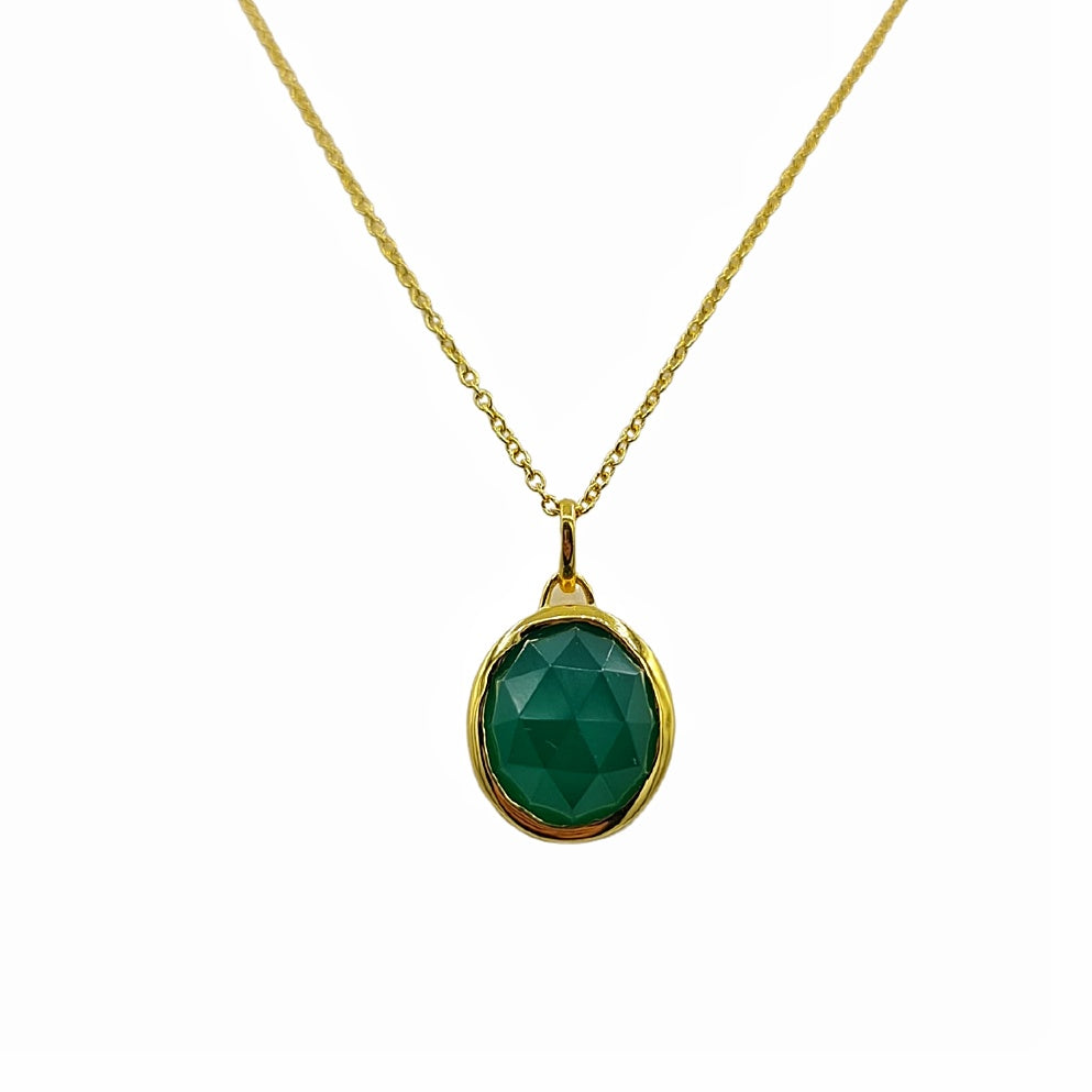 Aissa Necklace with Green Onyx in 18k Gold Vermeil