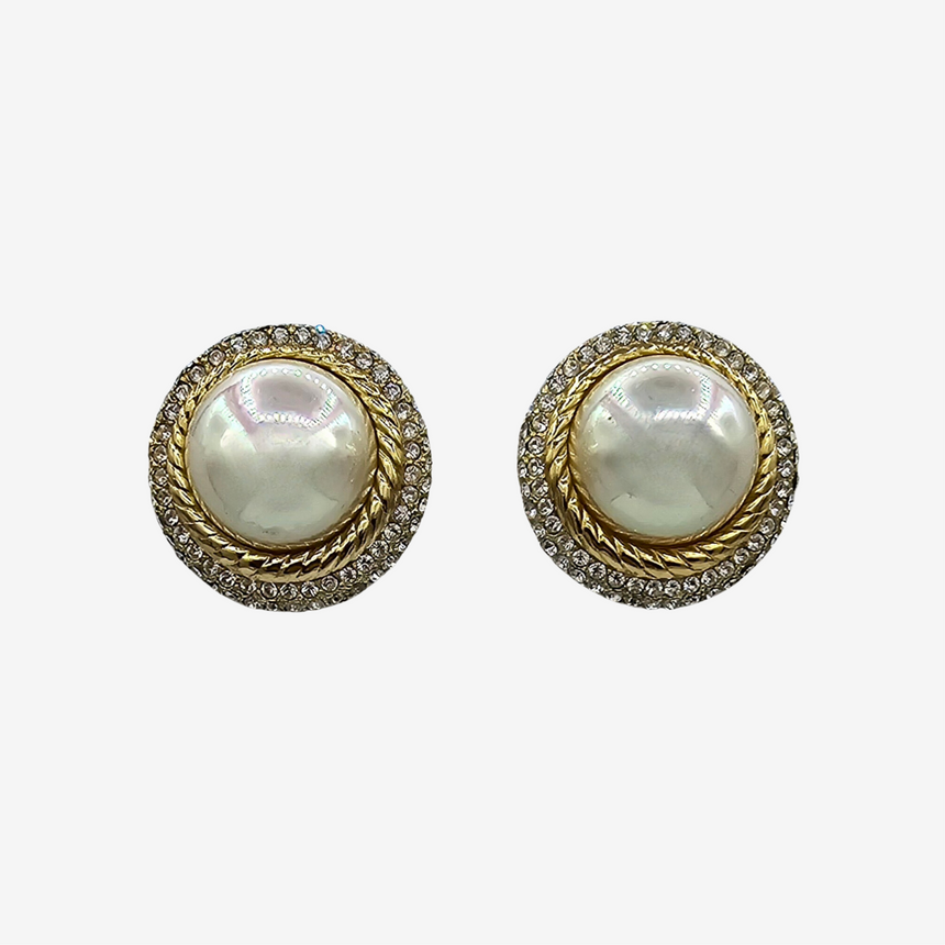 1pair Chic Ladies' Faux Pearl Statement Earrings With Large Beads | SHEIN