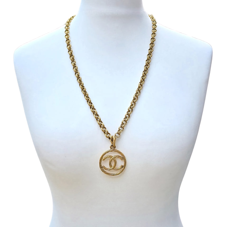 Chanel gold medallion necklace sale