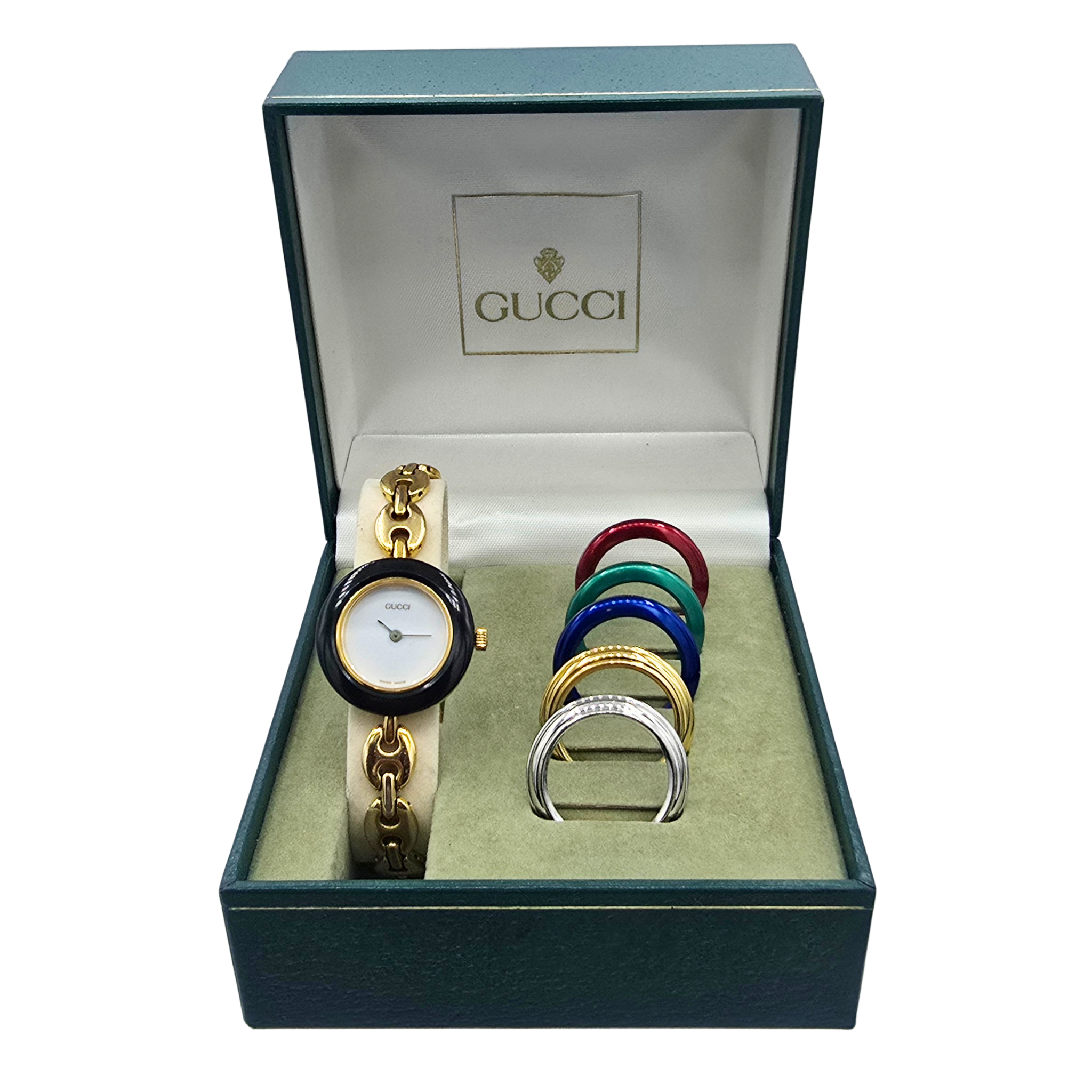 Vintage Gucci 1200L Gold-Plated Bracelet Watch – Full Set Vintage Gucci Interchangeable Watch Set Swiss Made - Etsy Israel main image 4