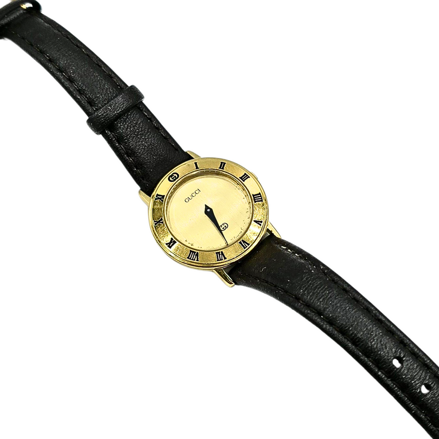 Genuine Vintage Gucci Gold Dial Brown Leather Strap Watch Model 3000L 199.00